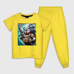 Пижама хлопковая детская Ёжик Соник солдат спецназа - нейроарт, цвет: желтый