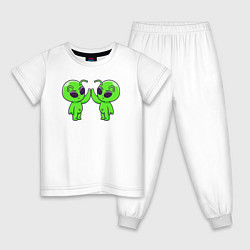 Пижама хлопковая детская Пришелец дай пять, цвет: белый