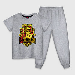 Пижама хлопковая детская Hogwarts - gryffindor logo, цвет: меланж