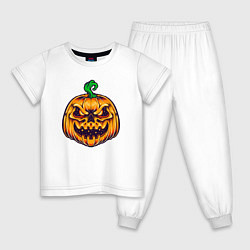 Пижама хлопковая детская Halloween pumpkin, цвет: белый