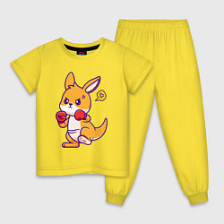 Пижама хлопковая детская Кенгуру боксирует, цвет: желтый