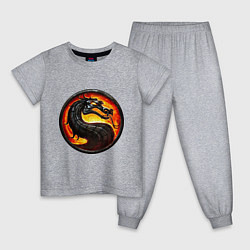 Пижама хлопковая детская Mortal kombat dragon logo, цвет: меланж