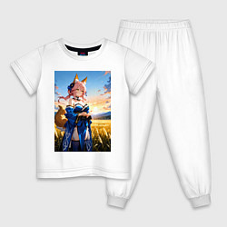 Пижама хлопковая детская Tamamo no Mae Fate Grand Order, цвет: белый