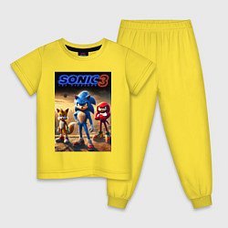 Пижама хлопковая детская Sonic and his team - movie, цвет: желтый