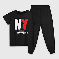 Пижама хлопковая детская The city of New York, цвет: черный