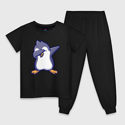 Пижама хлопковая детская Dab penguin, цвет: черный