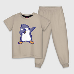 Пижама хлопковая детская Dab penguin, цвет: миндальный