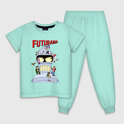 Пижама хлопковая детская Futurama all, цвет: мятный