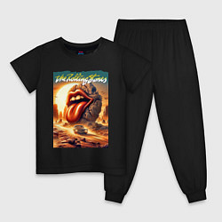 Пижама хлопковая детская Rolling Stones - stylization of the logo, цвет: черный