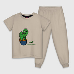 Пижама хлопковая детская Говорящие кактусы, цвет: миндальный