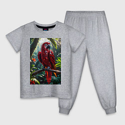 Пижама хлопковая детская Попугай из драгоценных камней, цвет: меланж