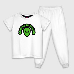 Пижама хлопковая детская Остерегайтесь людей, цвет: белый