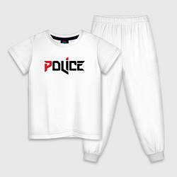 Пижама хлопковая детская Police, цвет: белый