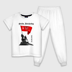 Пижама хлопковая детская Знамя победы на рейхстаге, цвет: белый