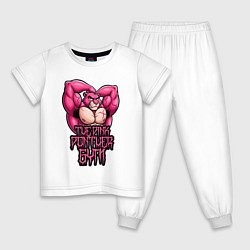 Пижама хлопковая детская Розовая пантера gym, цвет: белый