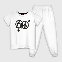 Пижама хлопковая детская Anarchy peace, цвет: белый