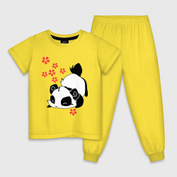Пижама хлопковая детская Цветочная панда, цвет: желтый
