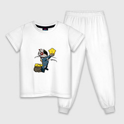 Пижама хлопковая детская Мешок со звёздами, цвет: белый