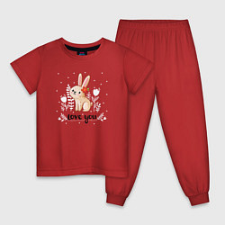 Пижама хлопковая детская Love you bunny, цвет: красный