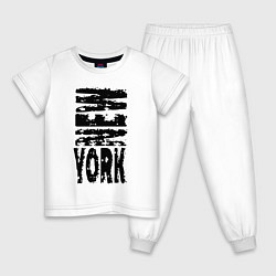 Пижама хлопковая детская New York - USA, цвет: белый