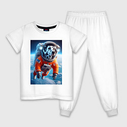 Пижама хлопковая детская Далматинец бравый космонавт - нейроарт фантазия, цвет: белый