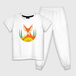 Пижама хлопковая детская Forest fox, цвет: белый