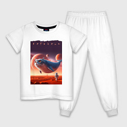 Пижама хлопковая детская Котокит - мем, цвет: белый