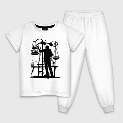 Пижама хлопковая детская Весы нутрициолога, цвет: белый