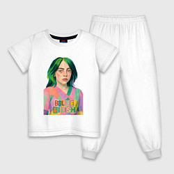 Пижама хлопковая детская Билли Айлиш коллаж, цвет: белый