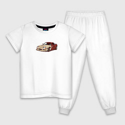 Пижама хлопковая детская Японская машина арт, цвет: белый