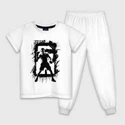Пижама хлопковая детская Тони Фергюсон в черном, цвет: белый