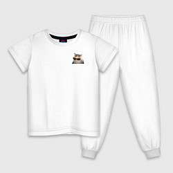 Пижама хлопковая детская Кот в очках - мем это кот, цвет: белый