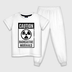 Пижама хлопковая детская Осторожно - радиоактивные материалы, цвет: белый