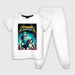 Пижама хлопковая детская Хард рок гитарист Бендер лидер группы Футурама, цвет: белый