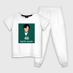 Пижама хлопковая детская Squid game 456, цвет: белый