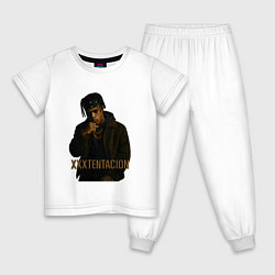 Пижама хлопковая детская XXXTentacion c кулаком, цвет: белый
