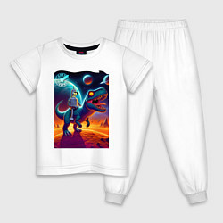 Пижама хлопковая детская Bender bending robot riding a tyrannosaurus - plan, цвет: белый