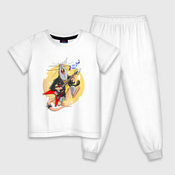 Пижама хлопковая детская Крысиный рок, цвет: белый