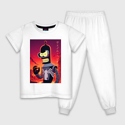Пижама хлопковая детская Веном Бендер - мем, цвет: белый