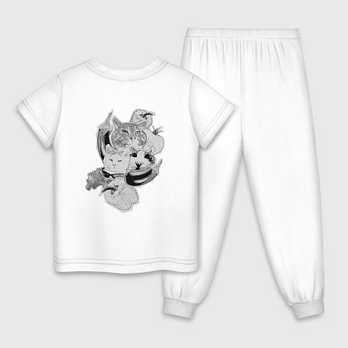 Детская пижама Кото-салат - мем с котами / Белый – фото 2