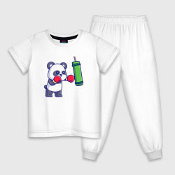 Пижама хлопковая детская Панда боксёр, цвет: белый