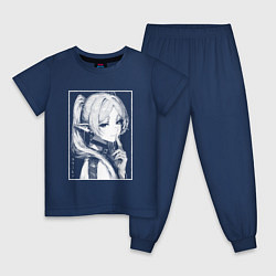Пижама хлопковая детская Фрирен - портрет, цвет: тёмно-синий