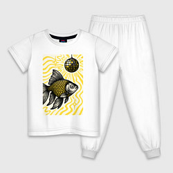 Пижама хлопковая детская Золотая рыбка диско, цвет: белый
