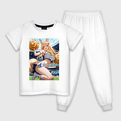 Пижама хлопковая детская Зажигательная болельщица, цвет: белый