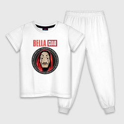 Пижама хлопковая детская Bella ciao heroes, цвет: белый