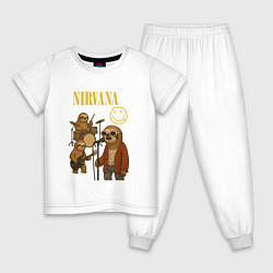 Пижама хлопковая детская Nirvana ленивцы, цвет: белый
