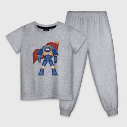 Пижама хлопковая детская Кот космодесант вархаммер 40000, цвет: меланж