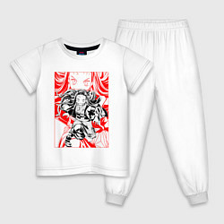 Пижама хлопковая детская Клинок рассекающий демонов Незуко портрет, цвет: белый