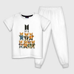 Пижама хлопковая детская BTS группа из корги, цвет: белый