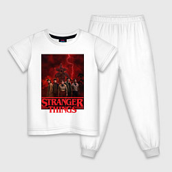 Пижама хлопковая детская Пятеро и демогоргон Загадочные события финал, цвет: белый